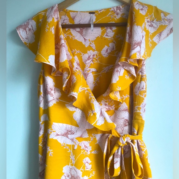 FREE PEOPLE French Quarter Yellow Floral Print Wrap Dress - Picture 10 of 13